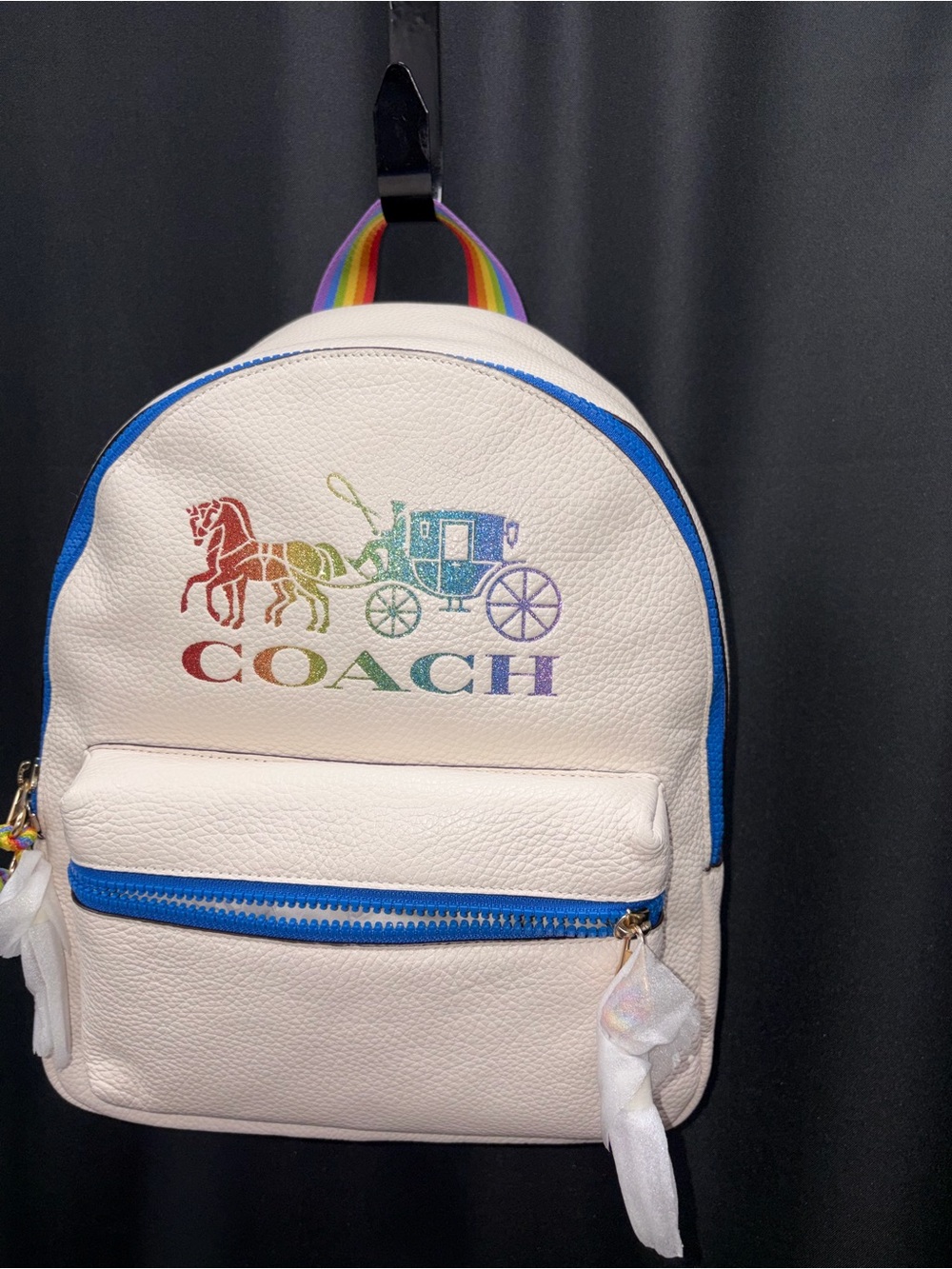 Coach Rainbow Medium Charlie Backpack With Horse And Carriage